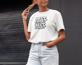 Camiseta West Coast Vibes / Camiseta retro con letras de burbujas y colores cómodos