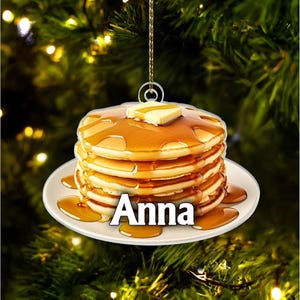Personalized Pancake Ornament, Foodie Gift, Custom Christmas Decor