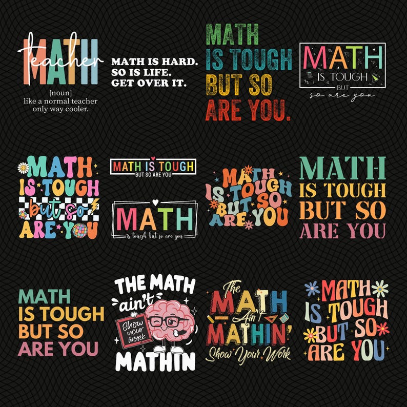 Tuff Math Quotes Math is Tough but so Are You Png Bundle, Teacher Math Quote Sublimation ...