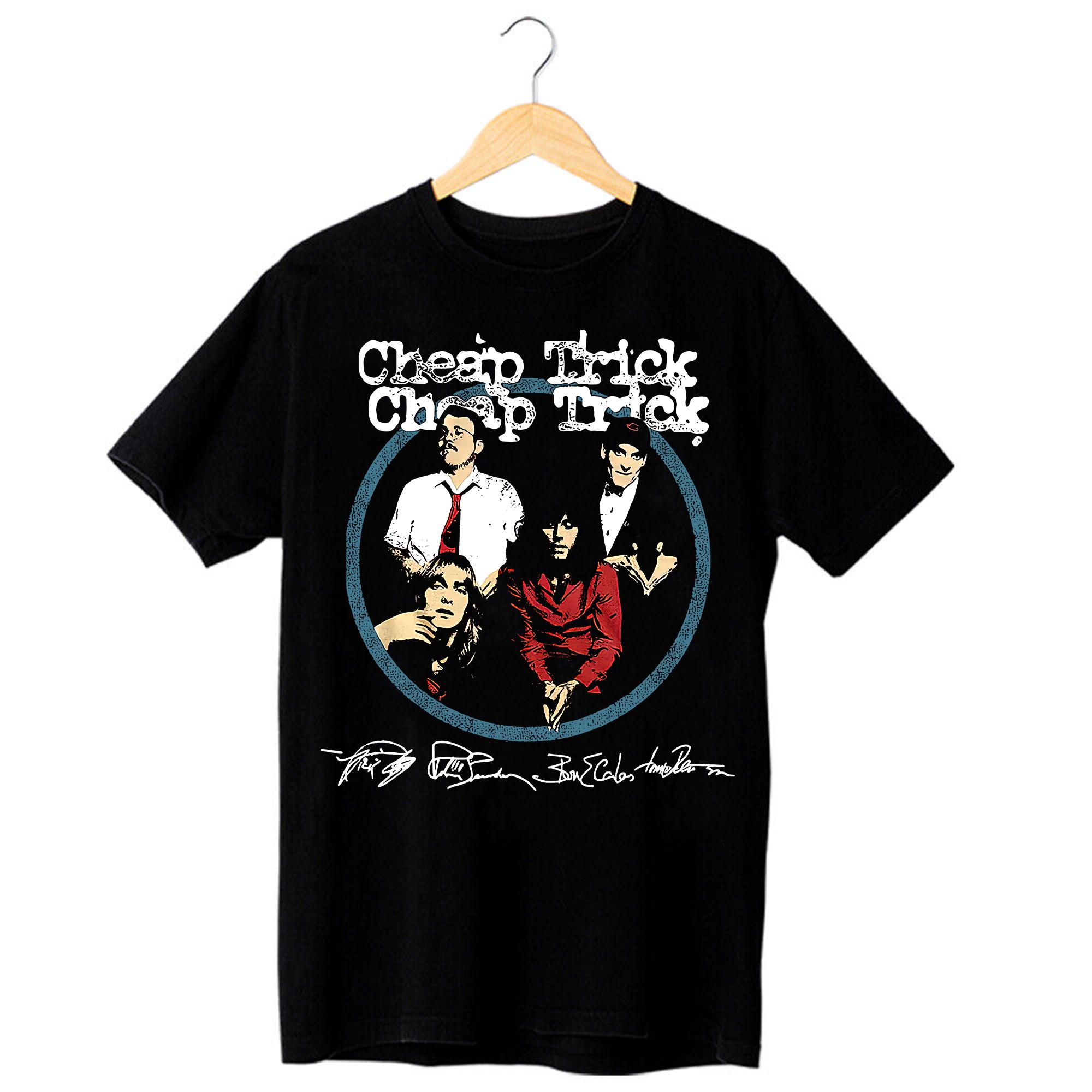 Cheap Trick Music for Hangovers Tシャツ L Amazon.com: Cheap Trick x 3 Rock Band Name Repeat Black Adult T