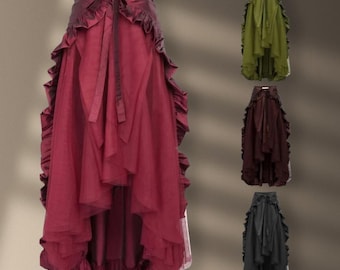 Victorian Steampunk Ruffled Bustle Skirt for Gothic Pirate or Medieval Cosplay