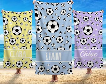 Personalized Soccer Beach Towel,Custom Name Bath Towel,Women's Soccer Towel,Soccer Team Gift,Summer Vacation Travel Gift for Soccer Players