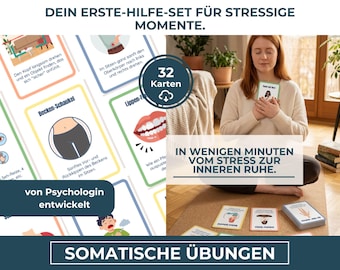 Somatische Übungen Kartenset I Nervensystem Regulation & Vagus Nerv Training Stressbewältigung   Digitaler Download A4