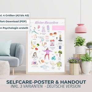 Digitales Selfcare Poster PDF auf Deutsch mit psychologischen Achtsamkeits-Tipps, Infografiken zur Mental Health und visuellen Erinnerungen für Selbstfürsorge, Stressabbau und innere Ruhe. Druckbare Wanddeko und Psychologie-Kunstdruck für Praxisräume, Therapiezimmer, Büro, Homeoffice und Schlafzimmer. Idealer digitaler Wandkunst-Download zum Ausdrucken für Psychologen, Therapeuten, Coaches, Mental Health Decor und achtsame Geschenke.