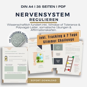 Werkboek voor het reguleren van het zenuwstelsel | Polyvagale theorie | Somatische oefeningen | Zelfhulp, stressvermindering, angst, affirmatiekaarten (tracker) (PDF)