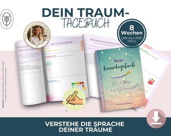 Dream Journal PDF | Psychological Sleep and Dream Journal for the Subconscious Mind | 8 Weeks, Dream Interpretation, Guided Dream Work