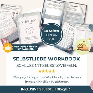 Selbstliebe Workbook PDF digital Selbstfürsorge, Achtsamkeit, Selbstvertrauen, Denkmuster ändern, Affirmationen, Self Love