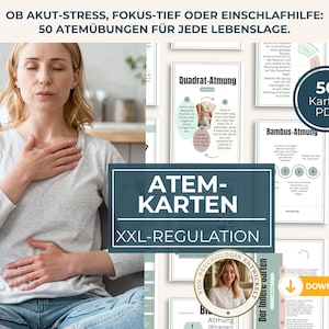 50 Atemübungen PDF Set  Notfallkarten + Journal für Stressabbau & Entspannung mehr Achtsamkeit Breathing Guide