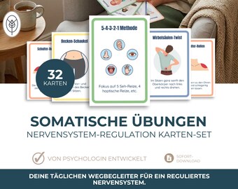 Somatische Übungen Kartenset I Nervensystem Regulation & Vagus Nerv Training Stressbewältigung   Digitaler Download A4