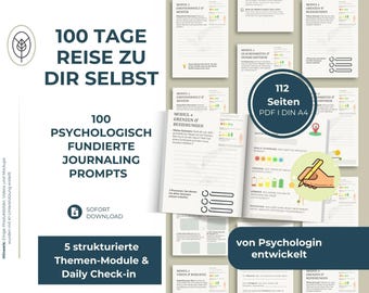Printable Journal - 100 Psychologically Based Journaling Prompts | Mindfulness Workbook Psychology PDF