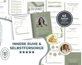 Journal Inner Peace & Self-Care Workbook Digital PDF Mindfulness, Stress, Routines, Self-Love, Mental Health, Relaxation
