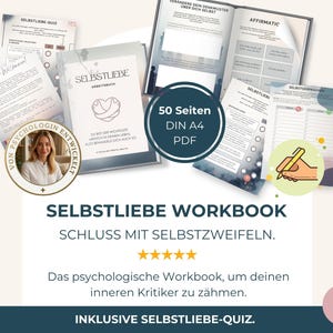 Selbstliebe Workbook PDF digital Selbstfürsorge, Achtsamkeit, Selbstvertrauen, Denkmuster ändern, Affirmationen, Self Love
