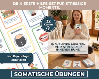 Somatische Übungen Kartenset I Nervensystem Regulation & Vagus Nerv Training Stressbewältigung   Digitaler Download A4