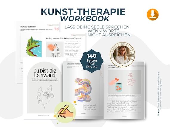 Kunsttherapie PDF Kreatives Journal | Stressabbau & Achtsamkeit | Emotionen I Mentale Gesundheit, Digitaler Download Art Therapy