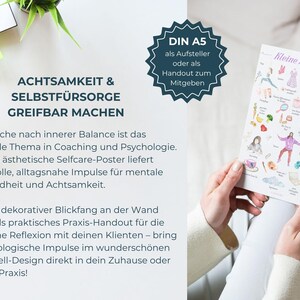 Digitales Selfcare Poster PDF auf Deutsch mit psychologischen Achtsamkeits-Tipps, Infografiken zur Mental Health und visuellen Erinnerungen für Selbstfürsorge, Stressabbau und innere Ruhe. Druckbare Wanddeko und Psychologie-Kunstdruck für Praxisräume, Therapiezimmer, Büro, Homeoffice und Schlafzimmer. Idealer digitaler Wandkunst-Download zum Ausdrucken für Psychologen, Therapeuten, Coaches, Mental Health Decor und achtsame Geschenke.