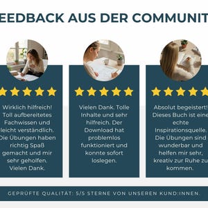 Three images show different women working at desks, with text below each image providing positive feedback about the product.
