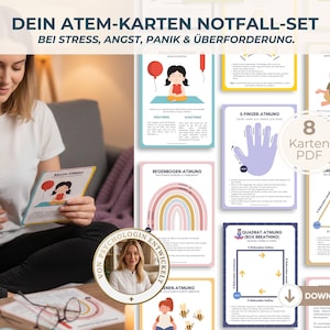 Atemübungen PDF Set Notfallkarten für Stressabbau & Entspannung | Nervensystem regulieren, Stressmanagement, Selbstregulation, Notfallkarte