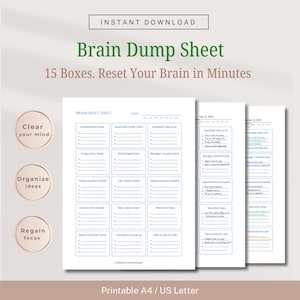 ADHD Brain Dump Planner Template 15 Boxes Printable A4 / US Letter PDF
