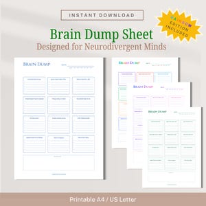 ADHS Brain Dump Planer • Mind Dump Box • Druckbares pdf A4 / US Letter