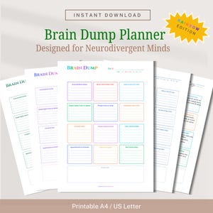 ADHD Brain Dump Planner • Rainbow Edition • 12 Boxes • Printable pdf A4 / US Letter