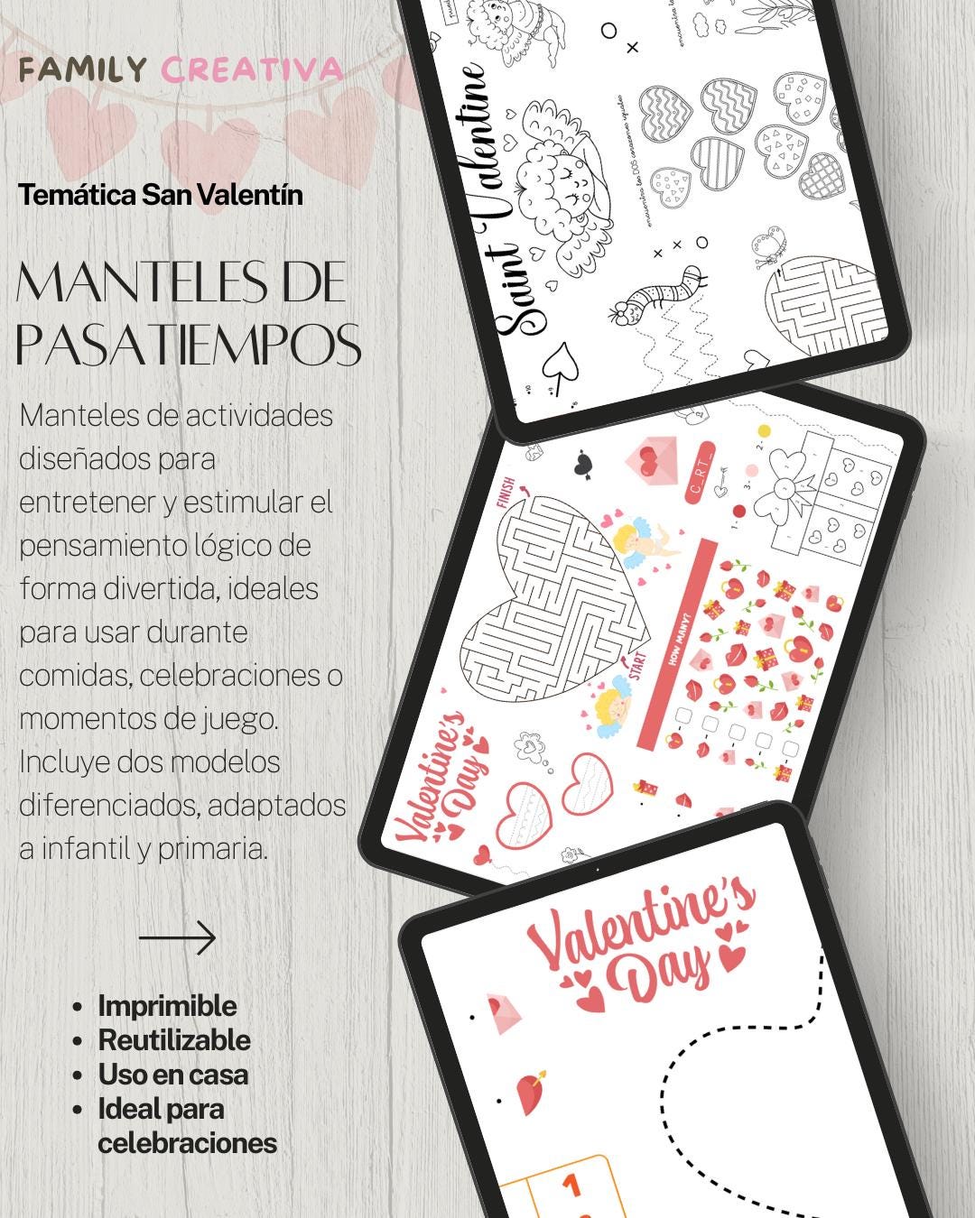 Sets de table puzzle pour la Saint-Valentin | Activités imprimables pour enfants | PDF