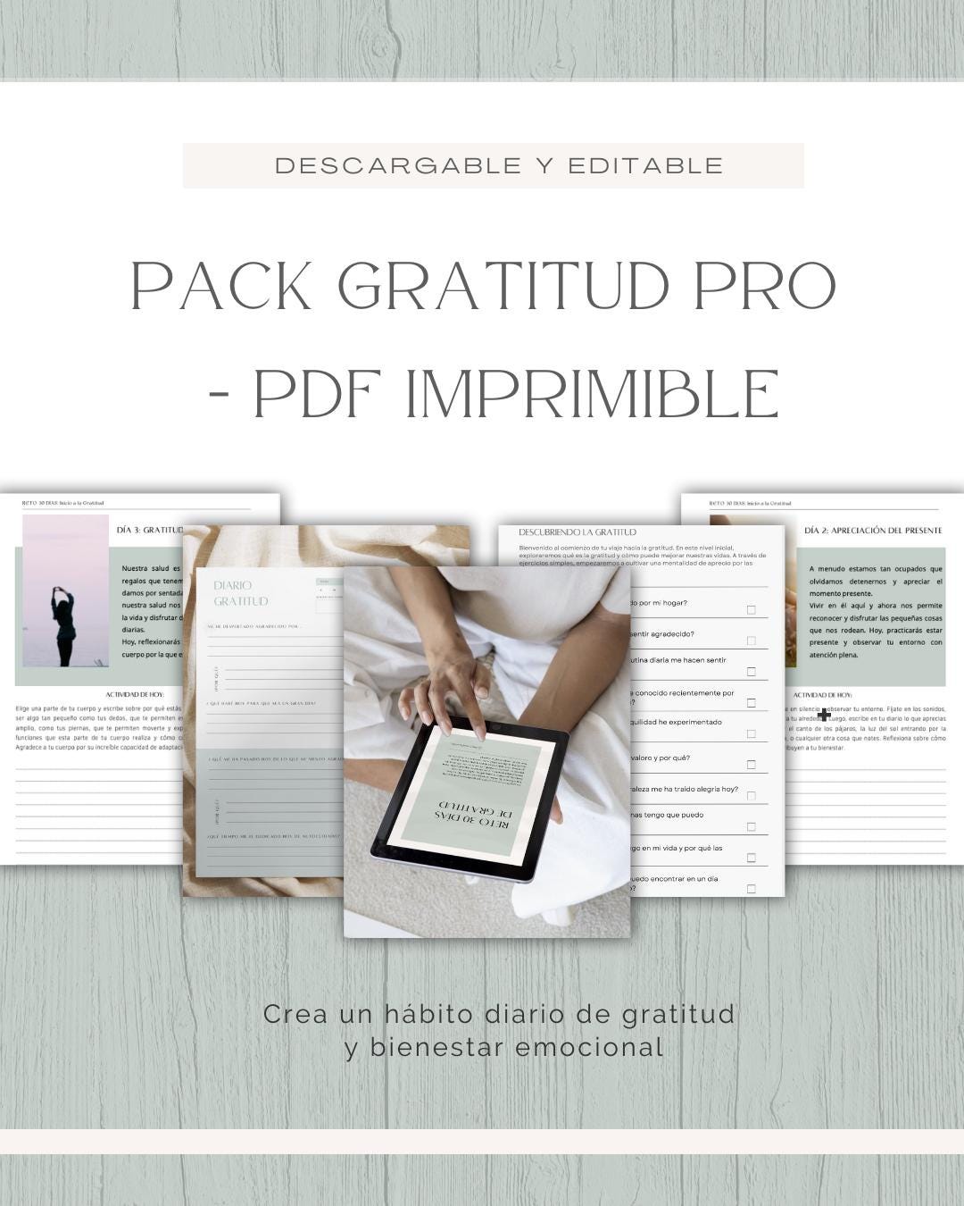 Pack Gratitud Pro | Diario De Gratitud + Reto 30 Días | Imprimible PDF ...