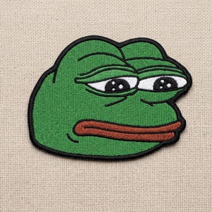 Sad Pepe the Frog Embroidered Patch | Internet Meme Iron On Badge | Funny Gamer Sew On Applique for Backpacks & Jackets