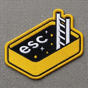 ESC Key Space Ladder Patch | Funny Embroidered Patch, Witty Sarcastic Sew-On Badge for Jackets and Backpacks | Introvert Escape Reality