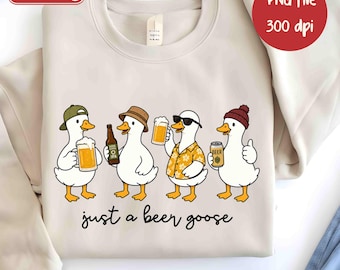 Solo un'oca da birra PNG Maglietta da birra PNG, Design per sublimazione per amanti della birra (Download digitale), Maglietta divertente per papà con oca che beve