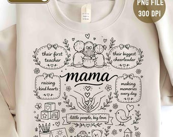 Motherhood Quote Design, Raising Kind Hearts, Little People Big Love, Mom Shirt Design, Sublimation PNG Mother's Day Gift Digital Download
