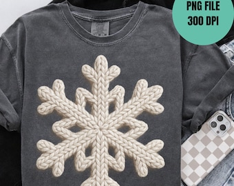 Crochet Snowflake PNG, White Christmas Winter Sublimation Design (Digital Download), Freesin Season PNG