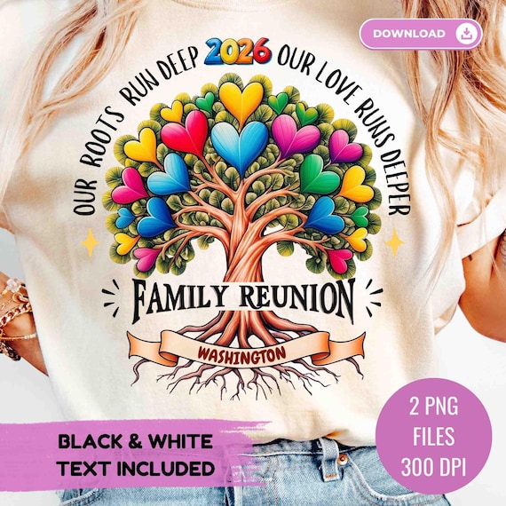 Family Reunion 2026 PNG, Family Tree With Hearts Shirt, Our Roots Run Deep Our Love Runs Deeper Sublimation Design (Digital Download)