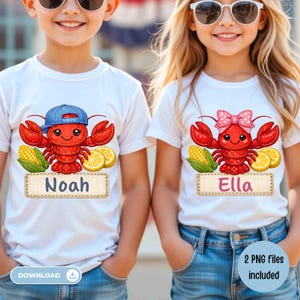 Crawfish Season PNG, Kids Crowfish Shirt, Colorful Sublimation Design (Digital Download) Southern Seafood PNG Boy & Girl Faux Applique