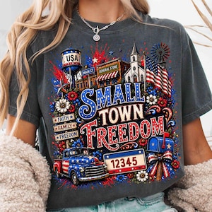 Small Town Freedom PNG Custom ZIP Code Small Town, Patriotic 4th July Sublimation Design, USA Flag 250 Years Of Freedom Digital Download