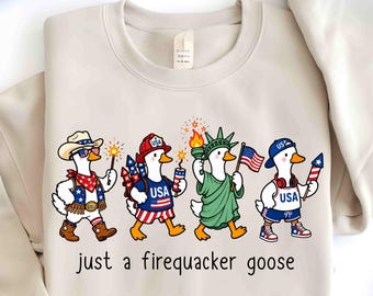 Just A Firequacker Goose PNG, maglietta patriottica per il 250° anniversario degli Stati Uniti PNG, design per sublimazione, divertente giorno dell'indipendenza americana del 4 luglio