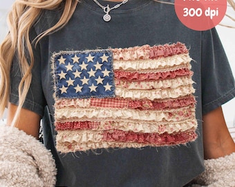 Patchwork USA Flag png 250° anniversario USA png Patriottico 4 luglio Design a sublimazione Tessuto Applique Stile USA Bandiera Cottage Core