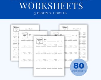 Multiplication Worksheets: 3 Digits x 2 Digits | Advanced Printable Practice Pack | Multi-Digit Math Drills | 4th 5th 6th Grade Resource