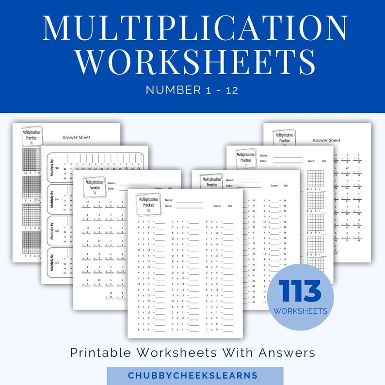 Multiplication Worksheets: 1 - 12 | Math Drills | 100+ Pages! | Times ...