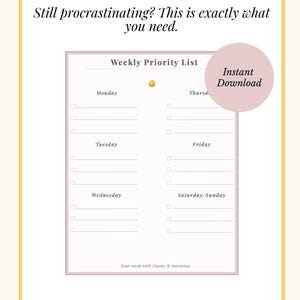 A5 Weekly Reset Planner Insert | Time Management | Blush Rose