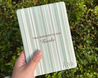 Green Stripes Kindle Case, Paperwhite 12th 7 case, Kindle clear back, Paperwhite 11th gen Kindle 6" 2024 Paperwhite Cover Minimalist Gift