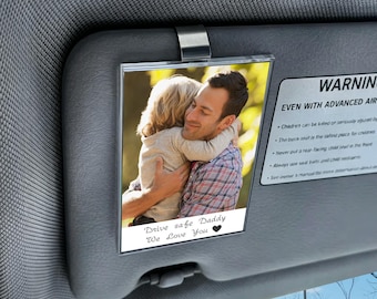 Custom Photo Car Visor Clip – Sentimental Dad Gift, Personalized Father's Day Gift for Dad From Kids, Drive Safe Dad Gift