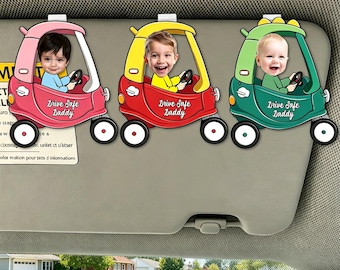 Baby Face Car Visor, Personalized Father's Day Gift,Custom Baby Face Photo Car Sun Visor Clip, Drive Safe Daddy Gift