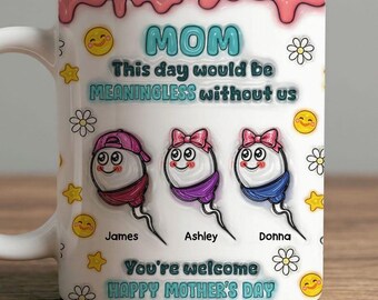 Taza personalizada con efecto 3D para mamá, con nombre personalizado, ideal para el Día de la Madre.