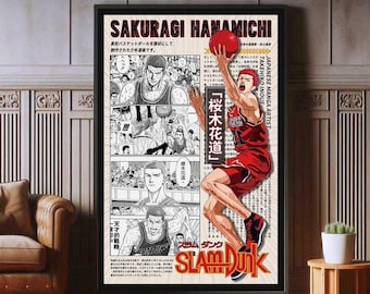 Póster digital del anime Slam Dunk - Arte de Sakuragi Hanamichi - Descarga instantánea