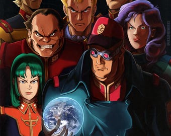 Póster de propaganda de los Poderosos Titanes, ciencia ficción, militar retro.