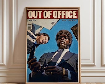 Impresión de portada de revista Pulp Fiction, novela negra retro de los 90 (descarga digital)