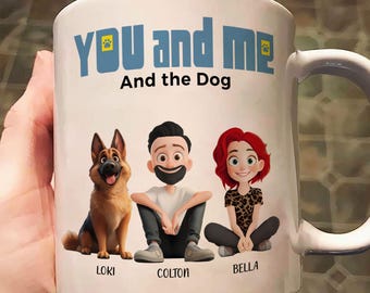 Taza de café personalizada "Tú, yo y el perro" - Regalo personalizado para parejas - Taza de cerámica