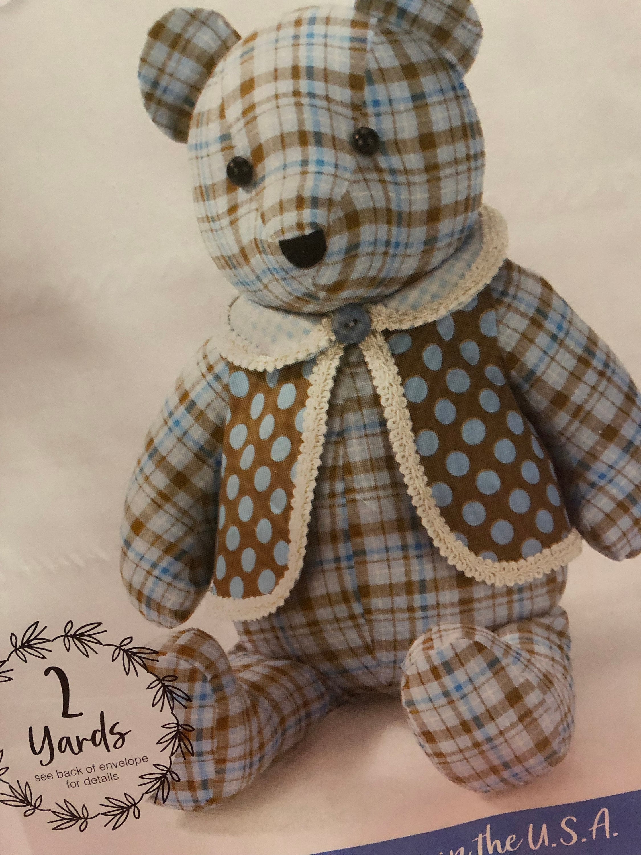 McCall's Sewing Pattern L9547 ML9547 Stuffed 18 Easy Bear Vest Memory Bear
