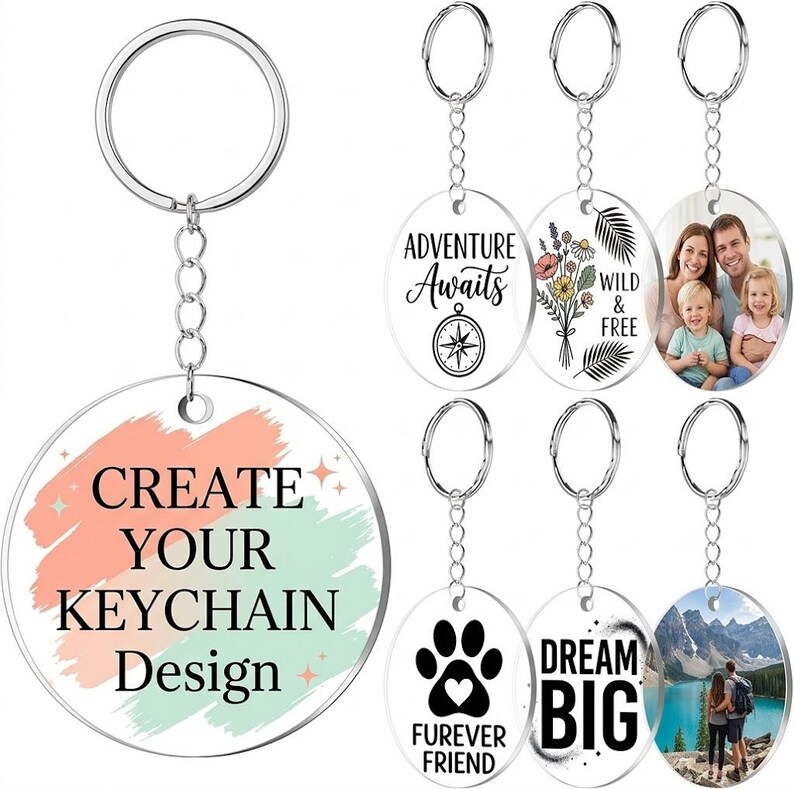 Custom Acrylic Keychain, Personalized Photo Keyring, Create Your Own ...