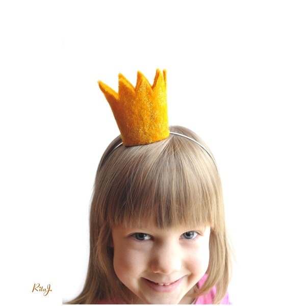 Crown Headband - Girl headband - Crown - yellow - golden